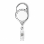 Porta badge retrattile tondo su misura con moschettone e clip color bianco settima vista