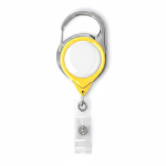Porta badge retrattile tondo su misura con moschettone e clip color giallo settima vista