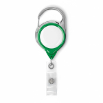 Porta badge retrattile tondo su misura con moschettone e clip color verde bottiglia settima vista
