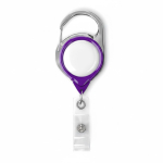 Porta badge retrattile tondo su misura con moschettone e clip color viola settima vista
