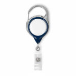 Porta badge retrattile tondo su misura con moschettone e clip color blu mare settima vista