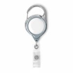 Porta badge retrattile su misura tondo con moschettone color grigio settima vista