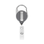 Porta badge retrattile su misura tondo con moschettone color grigio terza vista