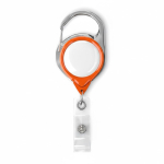 Porta badge retrattile su misura tondo con moschettone color arancione settima vista