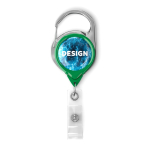 Porta badge retrattile su misura tondo con moschettone color verde bottiglia