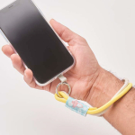 Doppio cordino smartphone su misura con patch personalizzabile color giallo
