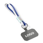 Doppio cordino smartphone su misura con patch personalizzabile color blu reale
