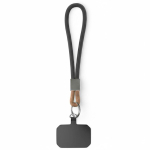 Cinturino corto smartphone su misura con patch e anello metallico color nero settima vista