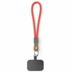 Cinturino corto smartphone su misura con patch e anello metallico color rosso settima vista