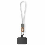 Cinturino corto smartphone su misura con patch e anello metallico color bianco settima vista