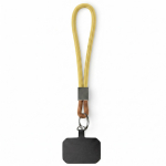 Cinturino corto smartphone su misura con patch e anello metallico color giallo settima vista