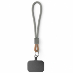 Cinturino corto smartphone su misura con patch e anello metallico color grigio scuro settima vista