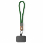 Cinturino corto smartphone su misura con patch e anello metallico color verde bottiglia settima vista