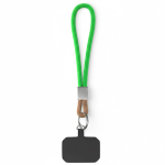 Cinturino corto smartphone su misura con patch e anello metallico color verde mela settima vista