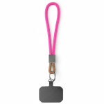 Cinturino corto smartphone su misura con patch e anello metallico color fucsia settima vista