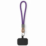 Cinturino corto smartphone su misura con patch e anello metallico color viola settima vista