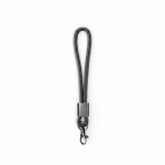 Lanyard da polso in nylon su misura con componente metallico color nero settima vista