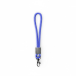 Lanyard da polso in nylon su misura con componente metallico color blu settima vista