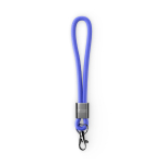 Lanyard da polso in nylon su misura con componente metallico color blu vista area di stampa