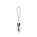 Lanyard da polso in nylon su misura con componente metallico color bianco settima vista