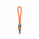 Lanyard da polso in nylon su misura con componente metallico color arancione settima vista