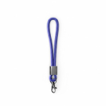 Lanyard da polso in nylon su misura con componente metallico color blu reale settima vista