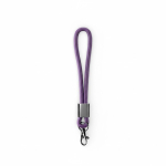 Lanyard da polso in nylon su misura con componente metallico color viola settima vista