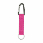 Portachiavi nastro RPET su misura con moschettone e anello color fucsia settima vista