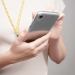 Lanyard regolabile su misura in poliestere per smartphone color giallo quinta vista