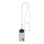 Lanyard bicolore regolabile su misura in RPET per smartphone color bianco