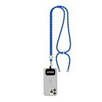 Lanyard bicolore regolabile su misura in RPET per smartphone color blu reale