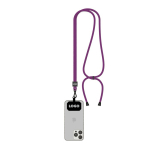 Lanyard bicolore regolabile su misura in RPET per smartphone color viola