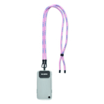 Porta smartphone poliestere su misura con 2 ganci e patch color bianco