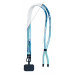 Porta smartphone poliestere su misura con 2 ganci e patch color bianco vista area di stampa