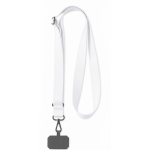 Lanyard porta badge regolabile su misura RPET per sublimazione color bianco settima vista