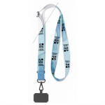 Lanyard porta badge regolabile su misura RPET per sublimazione color bianco vista area di stampa
