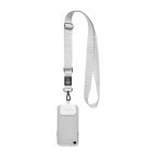Porta smartphone su misura con tracolla in nastro tessuto color grigio