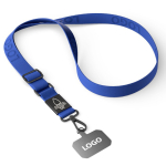 Porta smartphone su misura con tracolla in nastro tessuto color blu reale