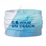 Scaldacollo su misura protezione UV e rapido assorbimento color bianco vista area di stampa