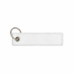 Etichetta poliestere ricamata su misura con anello portachiavi color bianco settima vista