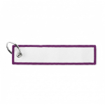 Portachiavi su misura a forma di etichetta ricamata color viola settima vista