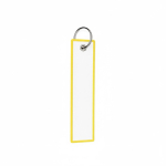 Etichetta in poliestere con anello su misura per portachiavi color giallo settima vista