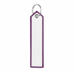 Portachiavi in poliestere su misura con design a etichetta color viola settima vista