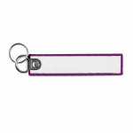 Portachiavi a forma di etichetta in tessuto con doppio anello color viola settima vista