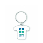 Portachiavi in ferro su misura a forma di maglia sportiva color bianco vista area di stampa