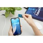 Portachiavi rettangolare su misura in PVC con NFC pre-programmato color bianco