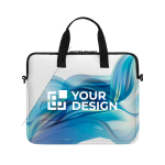 Borsa su misura per laptop in neoprene antiurto color bianco vista area di stampa