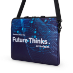 Borsa laptop su misura con zip e fascia per trolley color bianco