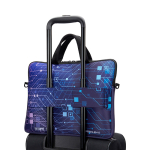 Borsa laptop su misura con zip e fascia per trolley color bianco quinta vista
