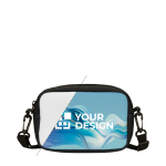 Borsa a tracolla su misura in neoprene regolabile color bianco vista area di stampa